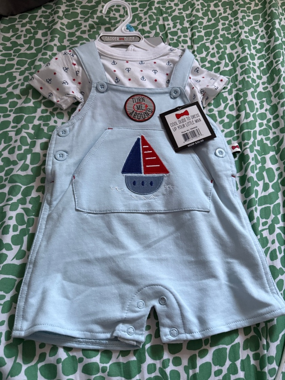 NWT Dapper Dude sailboat and anchor outfit with hat